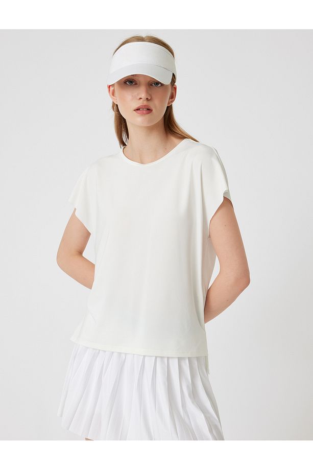 Oversize Spor Tişört Basic Bisiklet Yaka Kısa Kollu - 3