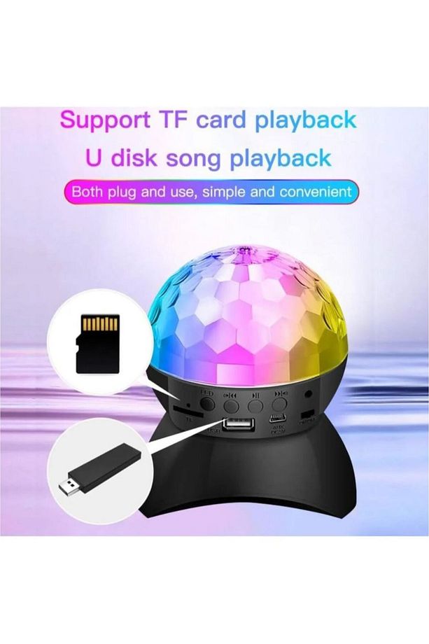 Mini Şarjlı Hoparlör Rgb Led Disko Ses Topu Projeksiyon Yıldızlı Masa Ve Gece Lambası - 7