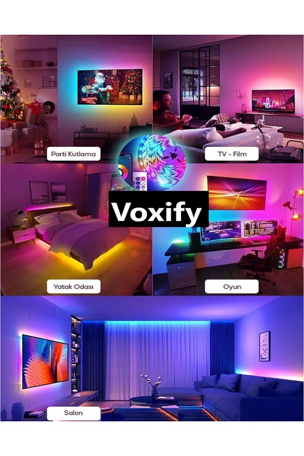 Bluetoothlu Animasyonlu Sese Duyarlı Usb İle Çalışan 10 Metre Smart Şerit Led Pilli Rgb şerit Led Tv - 7