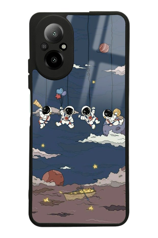 Oppo Realme 12 Lite Glossy Phone Case with Swing Astronaut Design