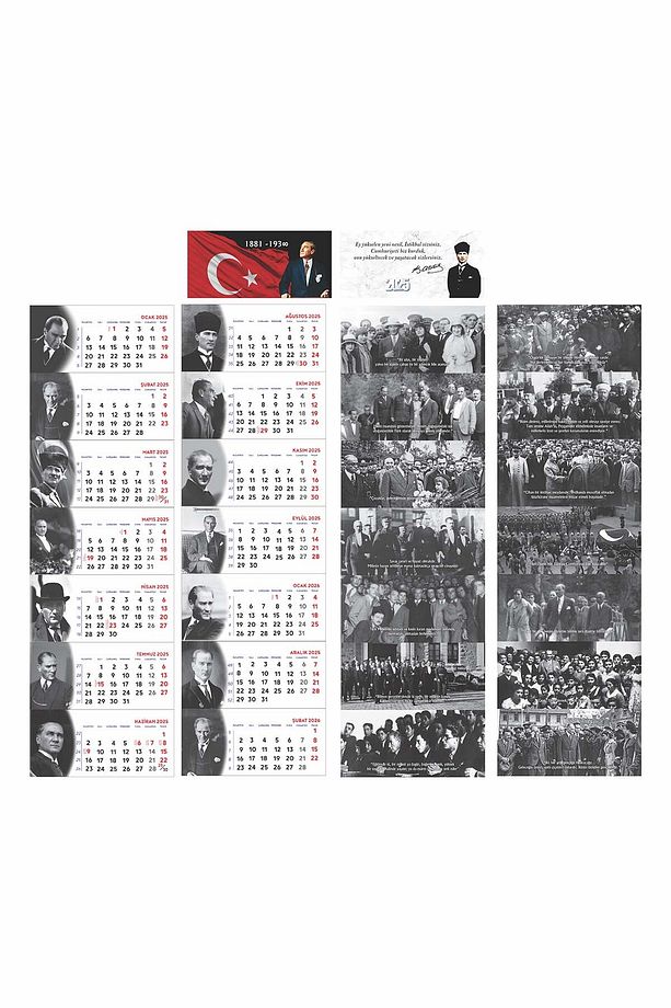 2025 Atatürk Masa Takvimi - 15 Yapraklı Piramit Takvim (14X20 CM) - 3