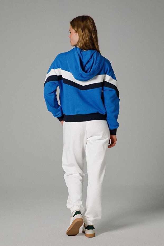 Oversize Kapüşonlu Kadın Sweat EF178-SBL - 4