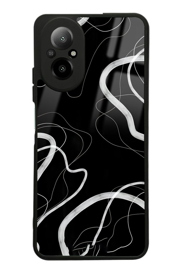 Oppo Realme 12 Lite Black Wave Design Glossy Phone Case