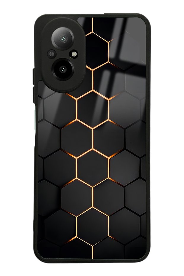 Glossy Phone Case for Oppo Realme 12 Lite Yellow Carbon Design