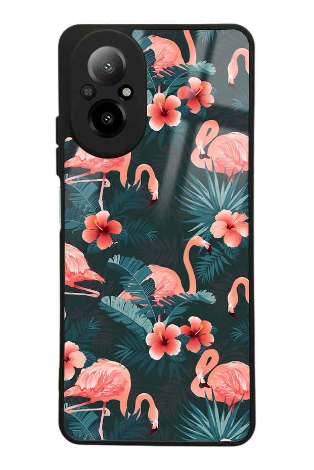 Oppo Realme 12 Lite Flamingo Leaf Design Glossy Phone Case
