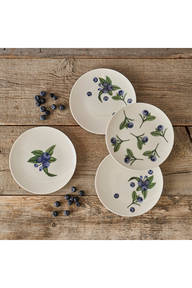 Blueberry Porcelain Set of 4 Cake Plates Purple (19 cm)