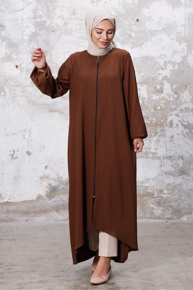 Asymmetric Zippered Ferace 1250 - Brown