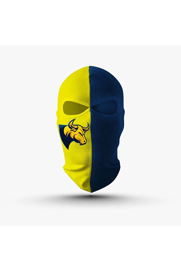Yellow Navy Blue Bull Printed Hooligan Fan Mask