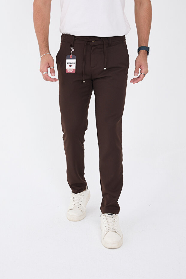 Men's Winter Jogger Slimfit Waist Half Elastic Fabric Trousers