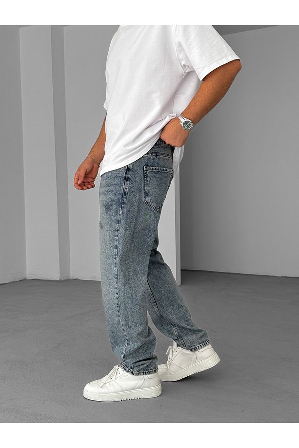 Açık Mavi Tek Yırtıklı Baggy Jean KE-609 - 6