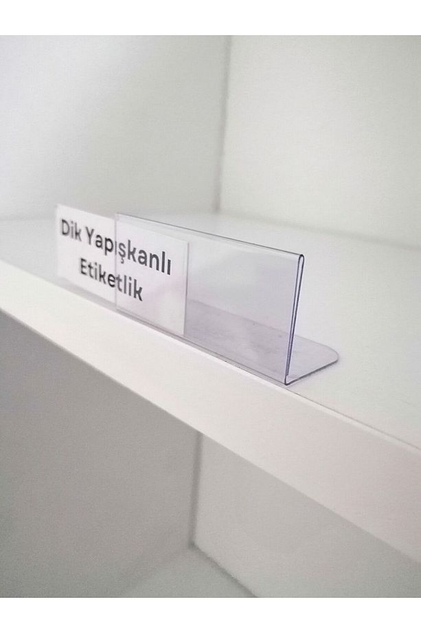 10 Adet Pvc Etiketlik Raf Önü Dik Yapışkanlı 5x2 Cm Vitrin Etiketliği Siperlikli Etiketlik Isimlik - 5