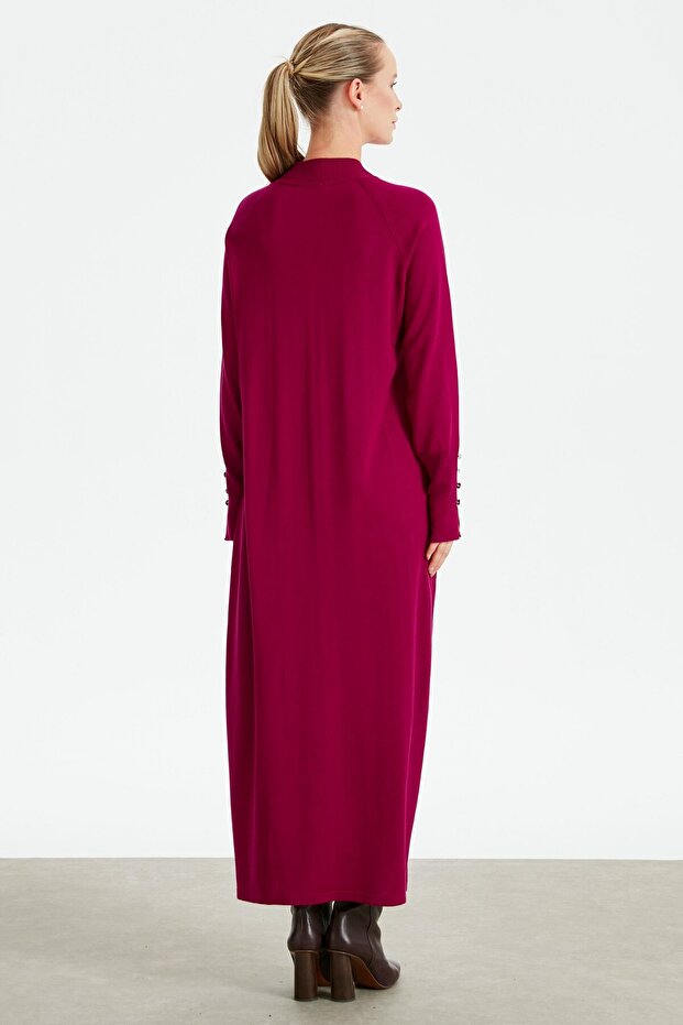 Yarım Balıkçı Basic Triko Elbise FUŞYA - 4