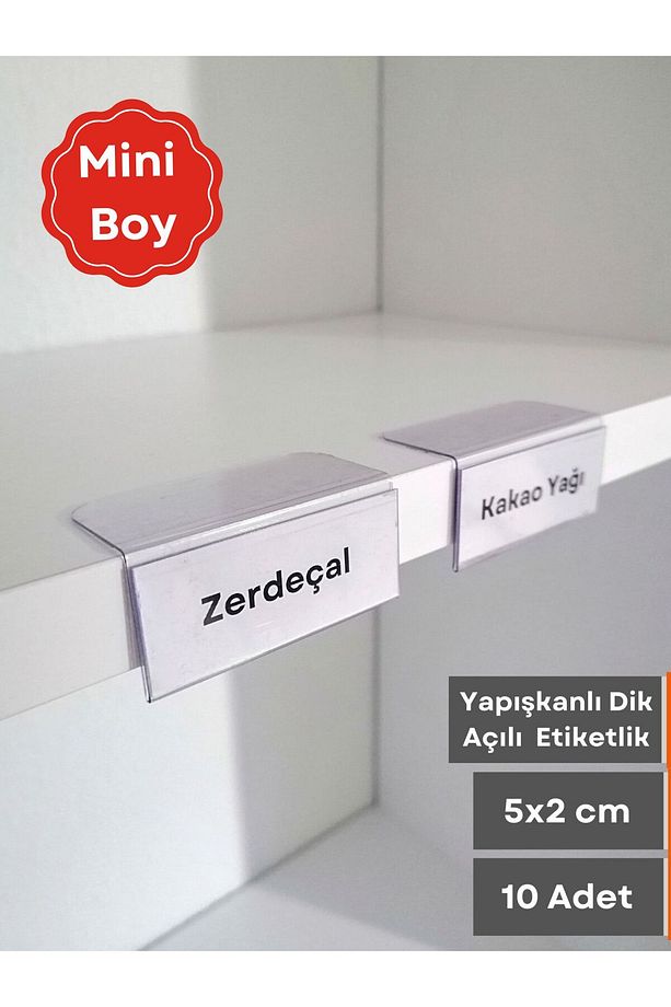 10 Adet Pvc Etiketlik Raf Önü Dik Yapışkanlı 5x2 Cm Vitrin Etiketliği, Raf Önü Etiketlik Isimlik - 1