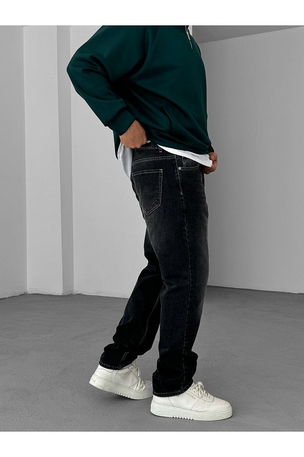 Antrasit Dikişli Yıkamalı Baggy Jean KE-630 - 7
