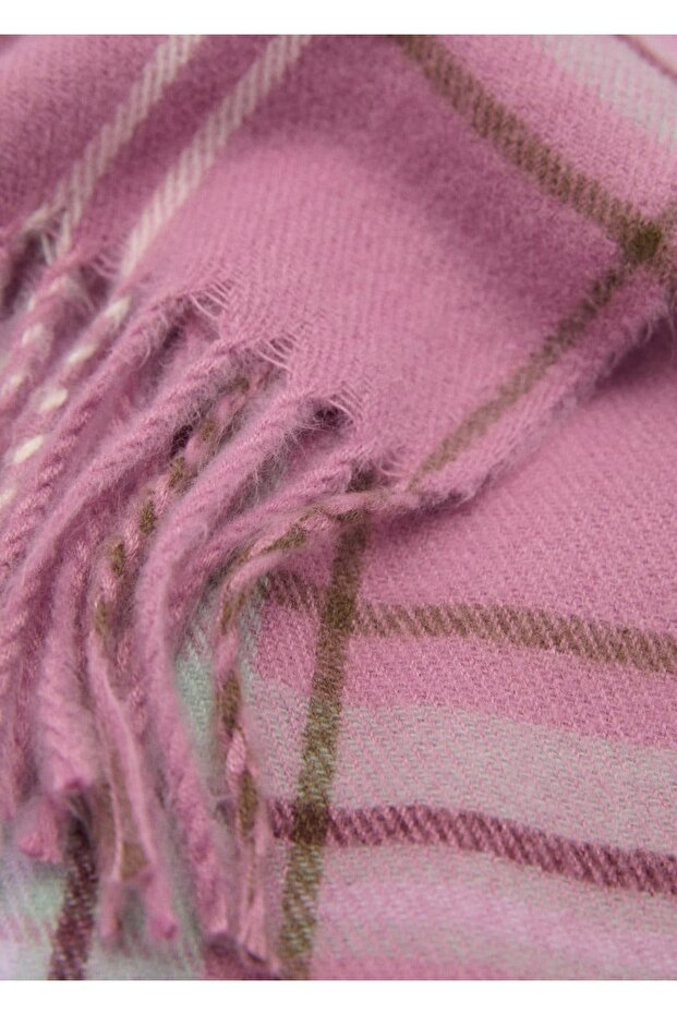 Püsküllü kareli atkı - 1