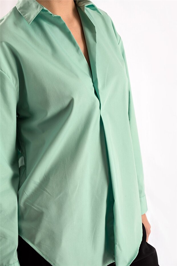 Mint Düğmesiz Gömlek - 2