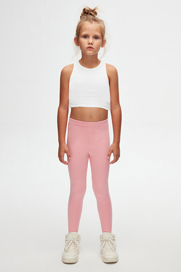 Pembe Basic Kız Çocuk Kışlık Tayt - 1