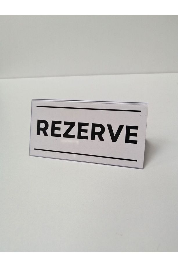 5 Adet Rezerve Yazısı PVC Çift Yön Bilgilendirme Masaüstü Rezerve Aparatı Masa REZERVE Beyaz - 6