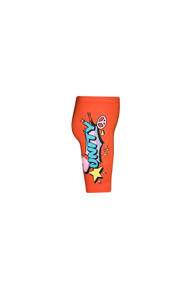 شورت ركوب الدراجات للفتيات مطبوع عليه Orange Unity