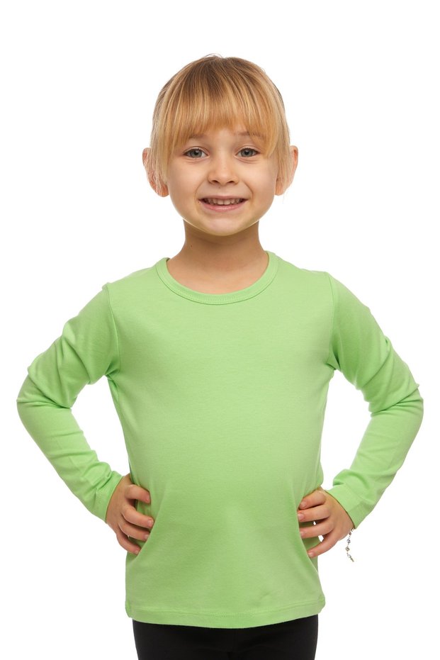Pistachio Green Lycra Seasonal Long Sleeve Girl's T-shirt