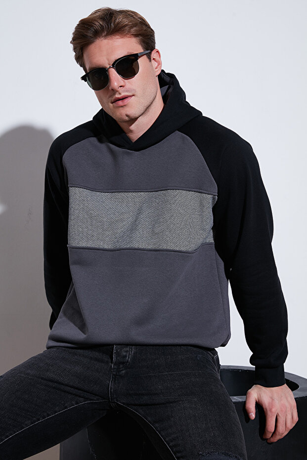 Cotton Regular Fit Color Blocked Hooded Sweat Men's Sweat 5905771