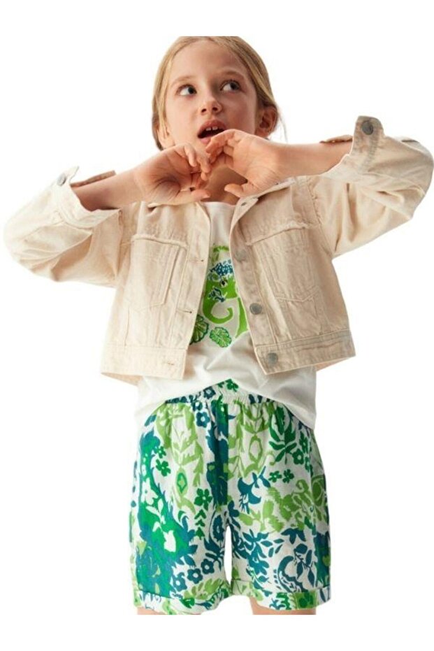 Girl's Cotton Pocket Detailed Denim Jacket