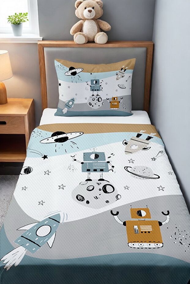 مجموعة بيكيه منقوشة باللون الأزرق المرح - 2