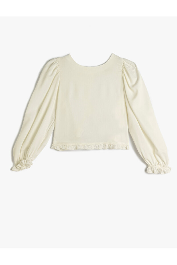 Blouse Long Sleeves Crew Neck Elastic Cuffs Viscose Fabric
