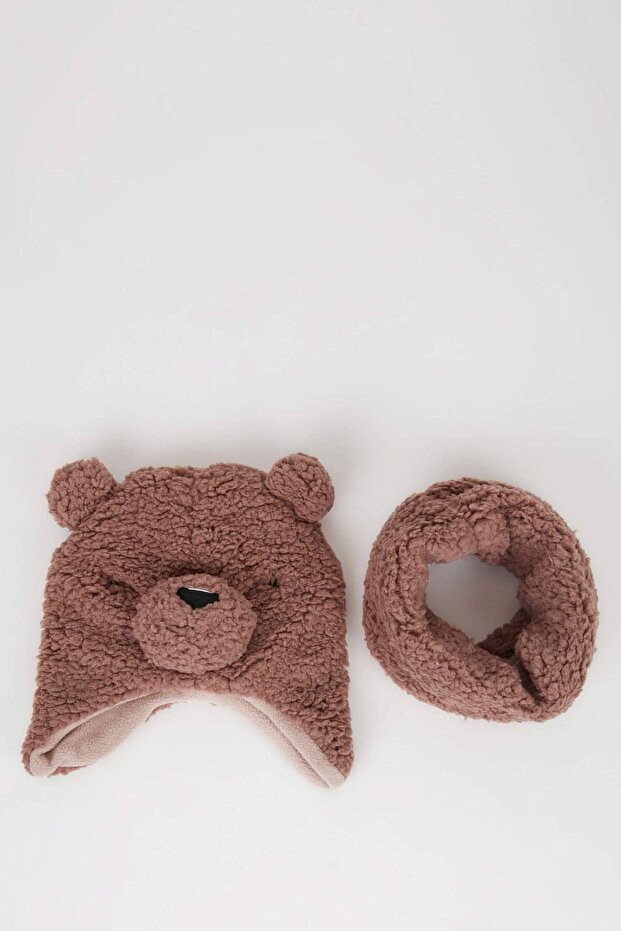 Dfc - Baby Girl Embroidered 2-Piece Scarf Beanie
