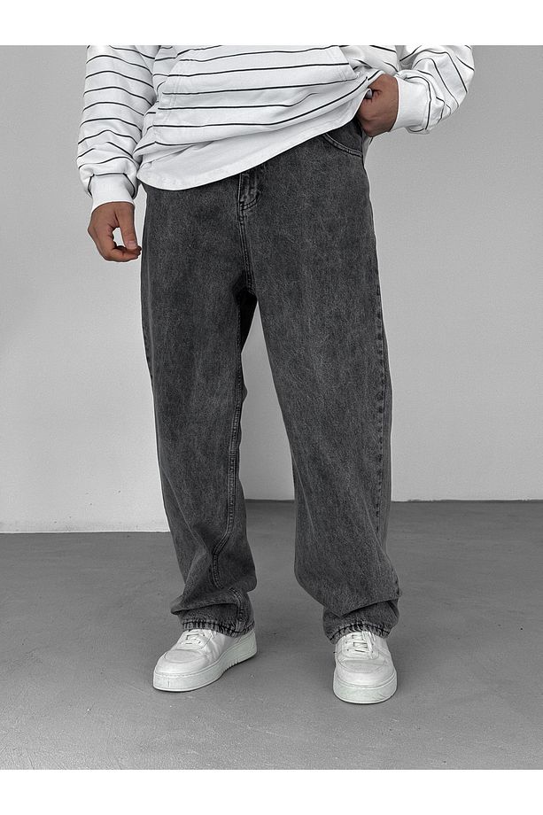 Antrasit Yıkamalı Baggy Jean KE-602 - 1