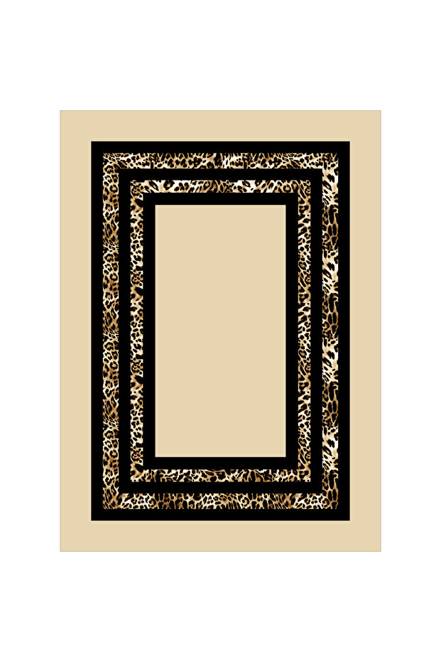 مفرش طاولة مطبوع رقميًا بلون إكرو بنقشة الفهد - 2