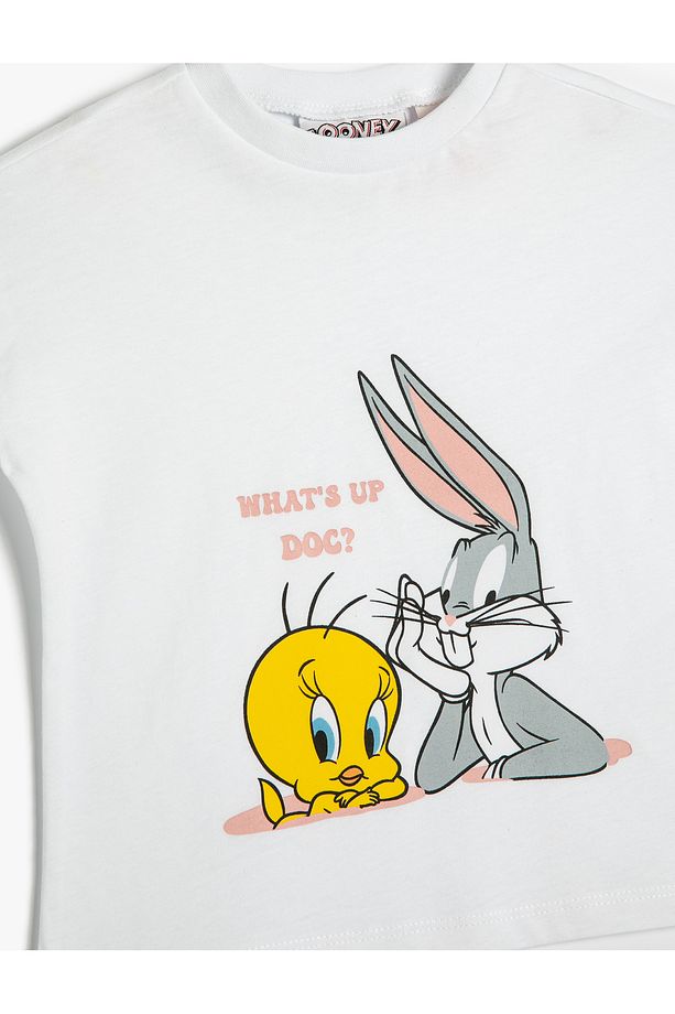 Tweety Ve Bugs Bunny Tişört Lisanslı Baskılı Kısa Kollu Pamuklu - 3