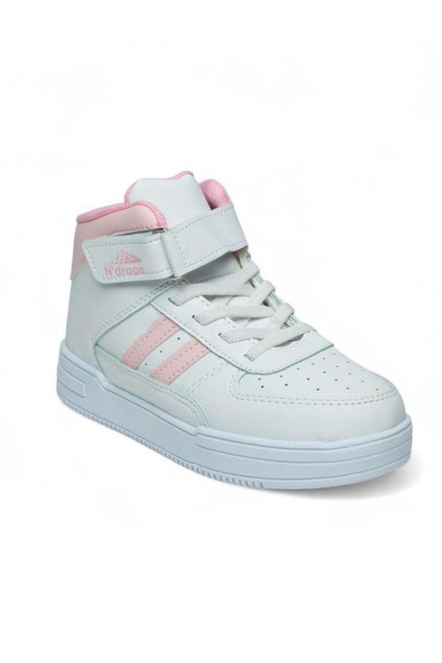 09-24 Leather Outdoor Girls' Sports Boots White Pink 26-30