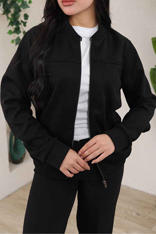 Bomber Kolej Süet Ceket - 1