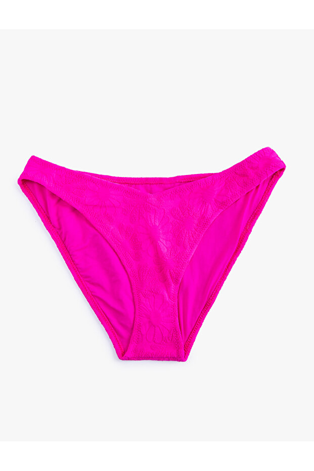 Floral Textured Bikini Bottom V Cut