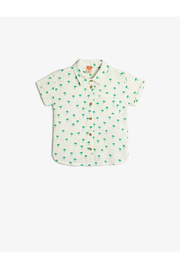 Short Sleeve Shirt Palm Printed Cotton