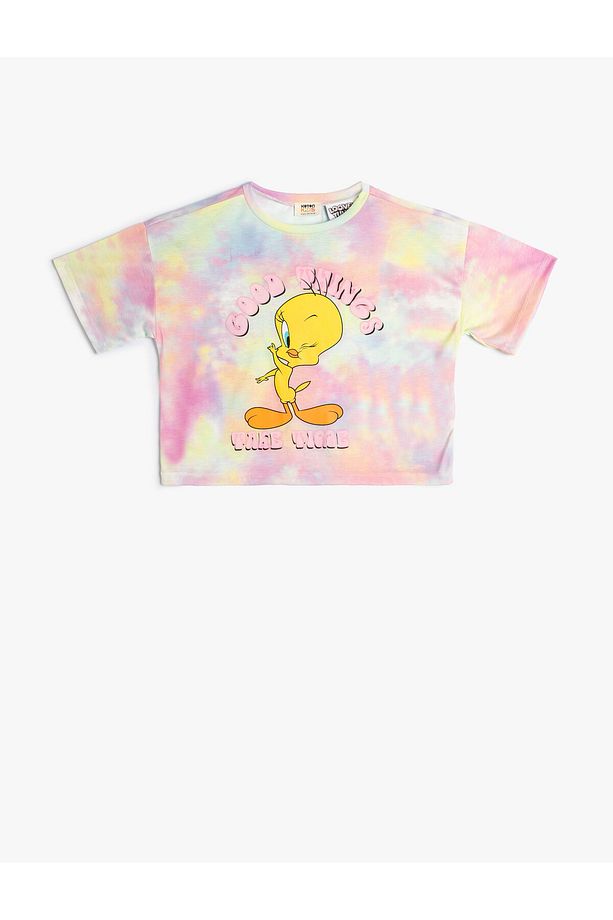 Tişört Tweety Baskılı Lisanslı Kısa Kollu Batik Desenli - 1