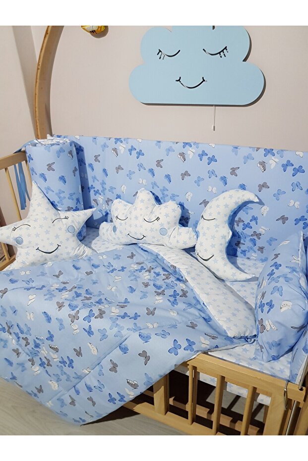 60X120 Baby Sleeping Set - Without Mosquito Net - Butterfly Pattern 72-39 (Excluding Furniture Crib)