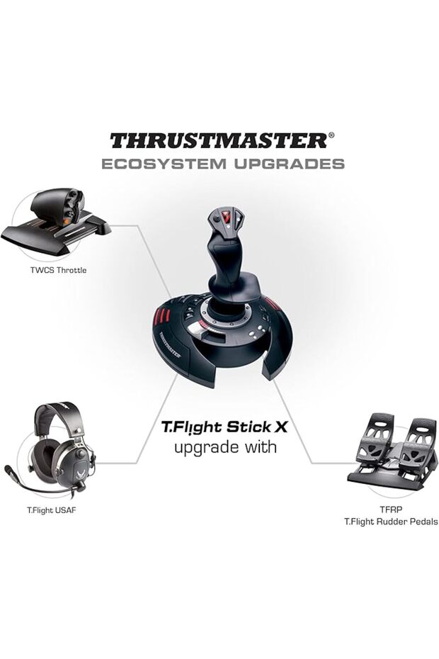 T.Flight Stick X: عصا تحكم مع دفة، وأزرار قابلة لإعادة البرمجة، وخانق، ومتوافقة مع الكمبيوتر الشخصي/USB - 6