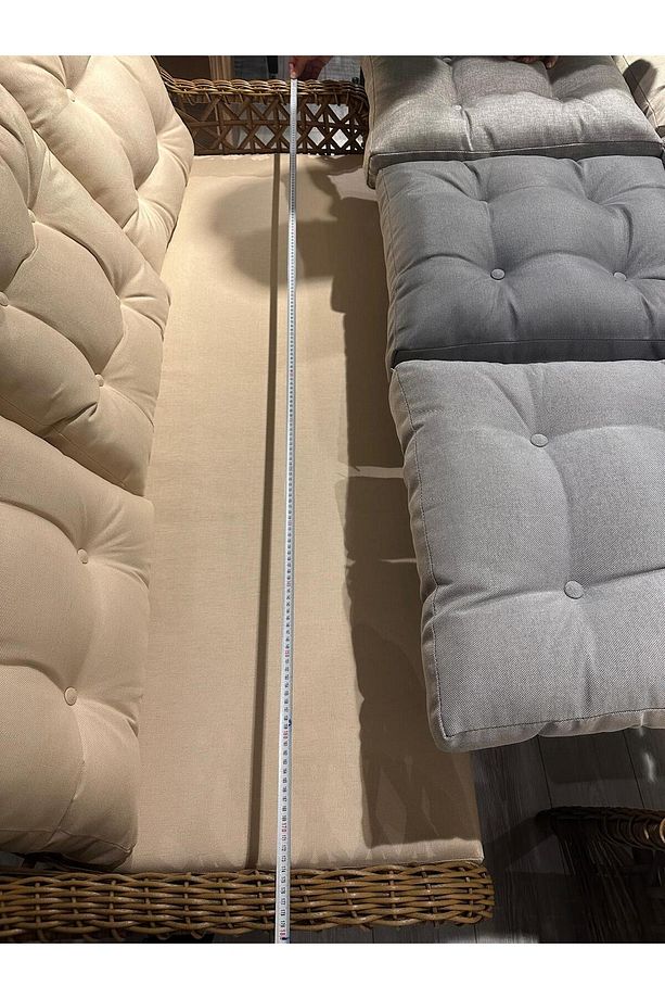 Açelya Rattan 3 1 1 Masa Bahçe Balkon Mobilyası Alüminyum Üzeri Örgü Rattan - 6