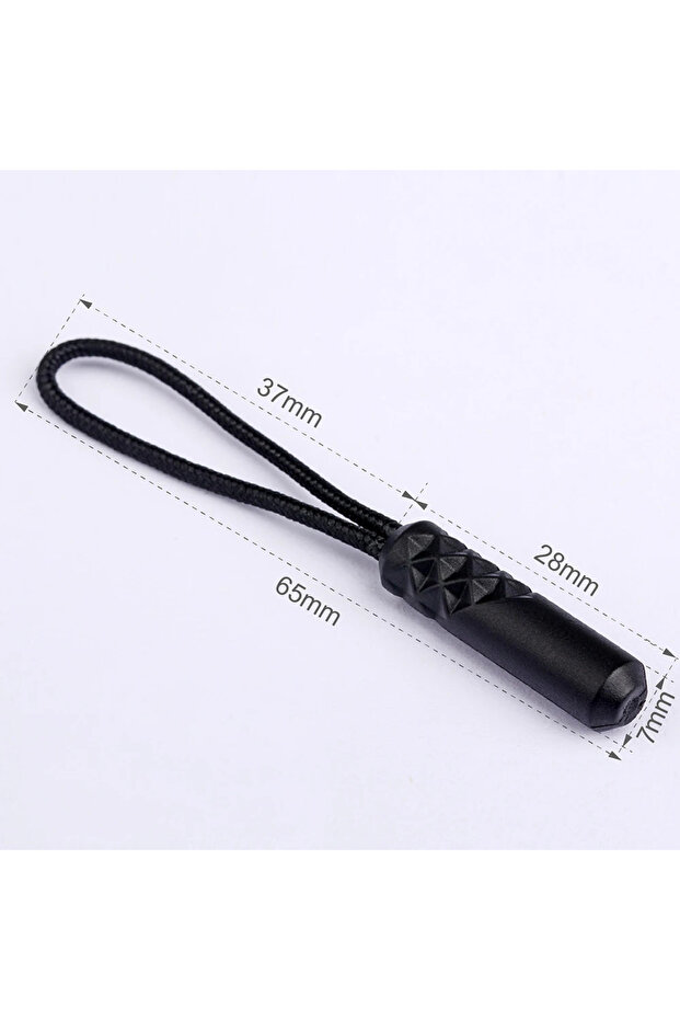 65mm 10pcs-Black (10pcs)PVC Zipper Pull Head Plastic Pull Head Climbing Pull Tail Rope Backpack wit