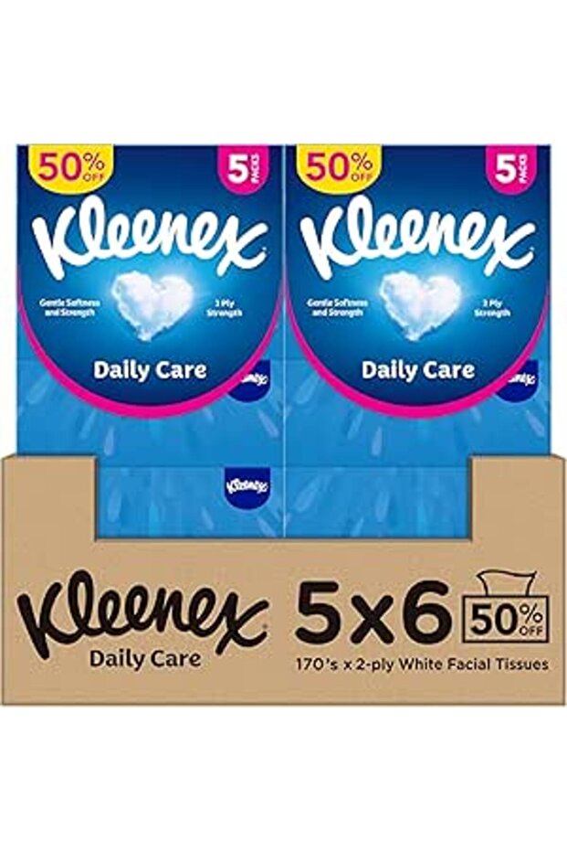 Daily Care Facial Tissue - Pack Of 30 Boxes, 170 Sheets X 2 Ply