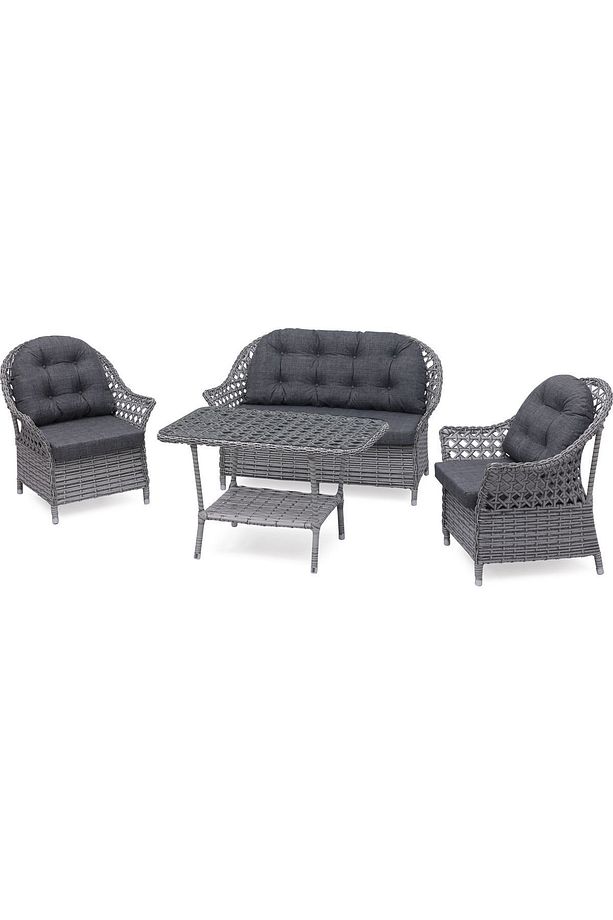 Orkide Rattan 2 1 1 Masa Bahçe Balkon Mobilyası Alüminyum Üzeri Örgü Rattan - 1