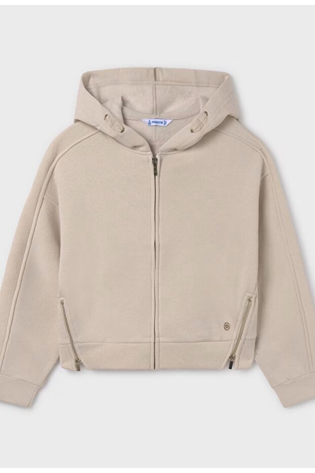 Girl's Zippered Sweatshirt Beige 7487