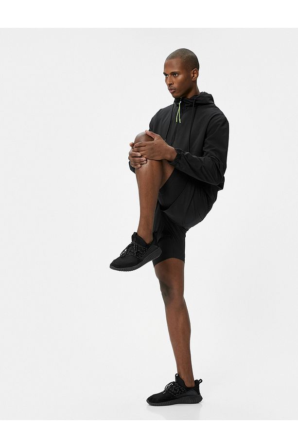 Taytlı Şort Kısa Yüksek Bel Slim Fit Cep Detaylı - 1