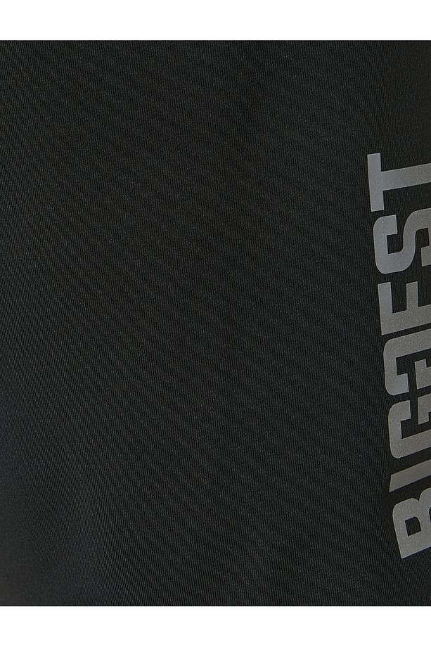 Spor Şort Slogan Baskılı Beli Bağcıklı Cepli - 6