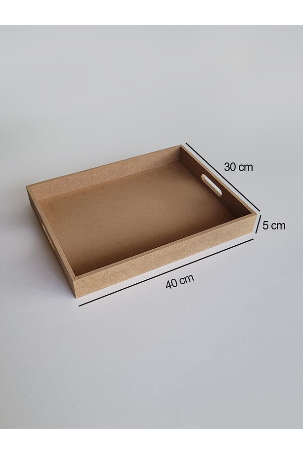 Ahşap, Ham Mdf, Boyanabilir Dikdörtgen Tepsi, 40x30 Cm - 4