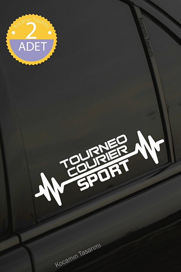 Ford Tourneo Courier - White Auto Sticker with Pulse Heartbeat Rhythm 2 Pieces 20*
