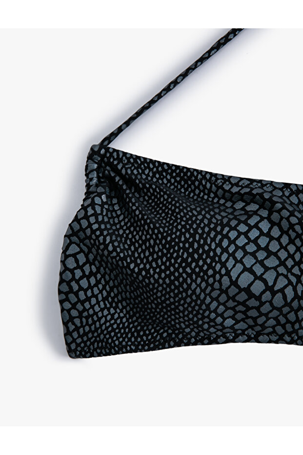 Snakeskin Patterned Halter Neck Bikini Top - 7