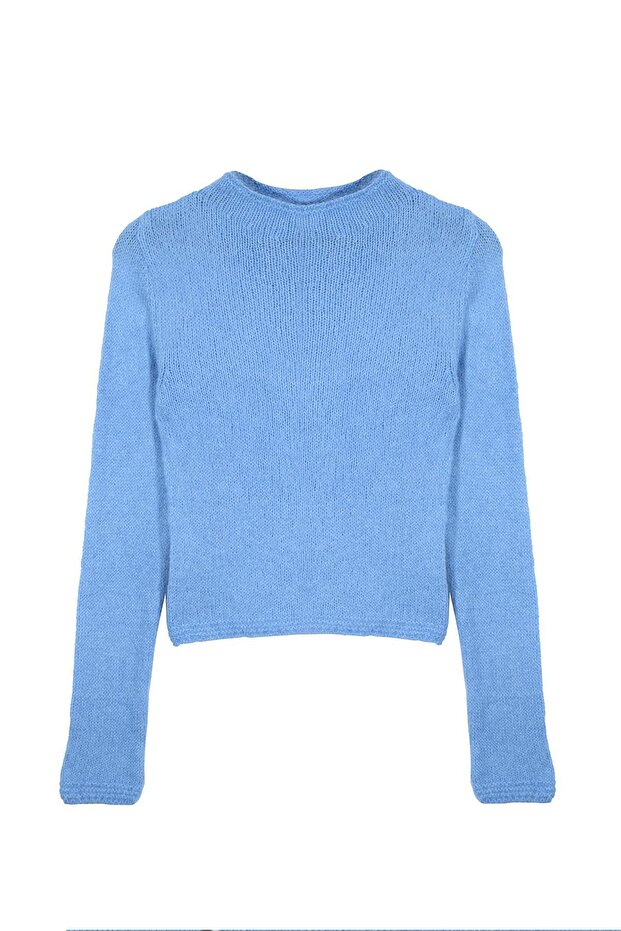 Mavi Triko Crop Kazak - 6